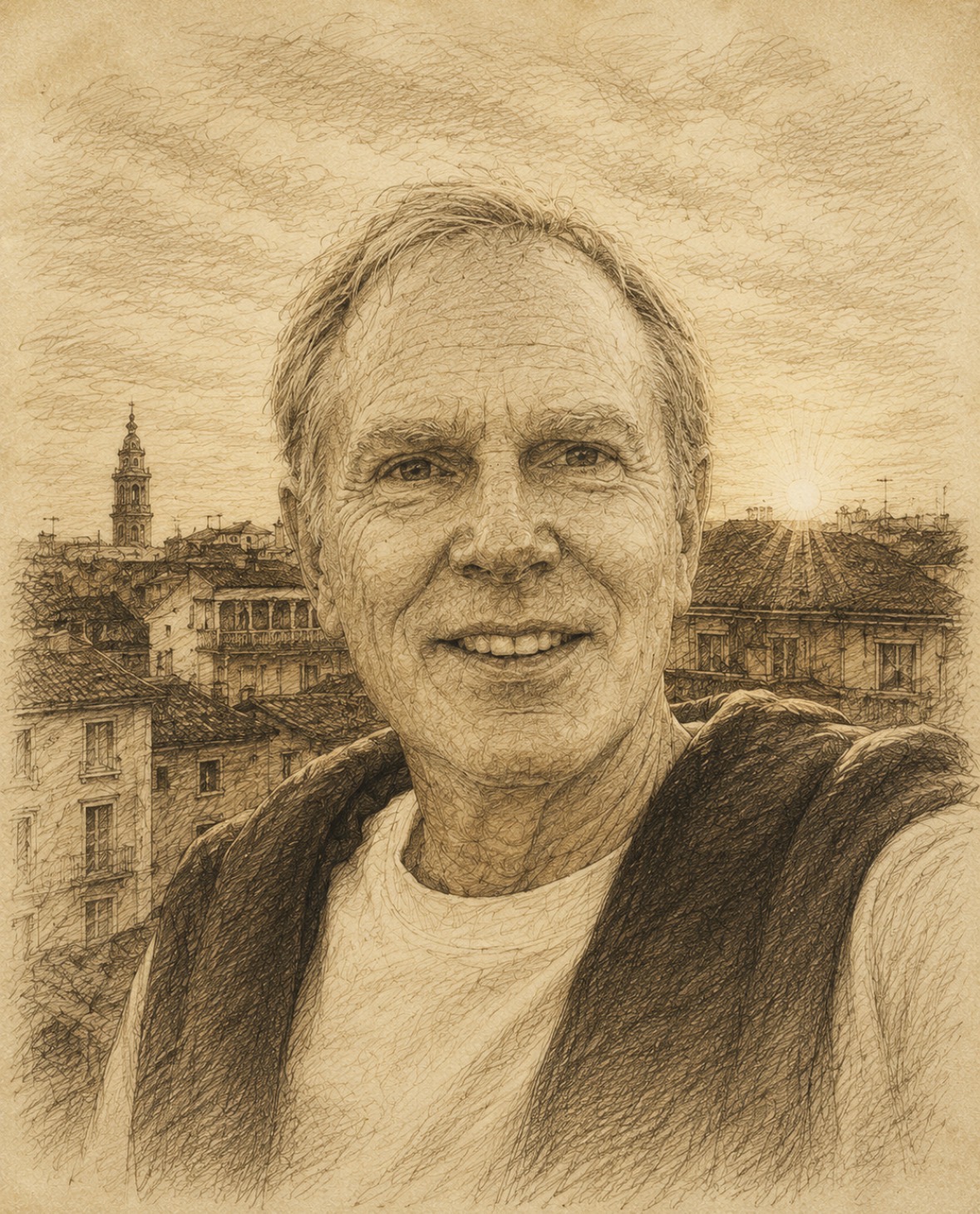 Peter Topperwien on the rooftop of the Basilica Palladiana, Vicenza, Italy, May 2026